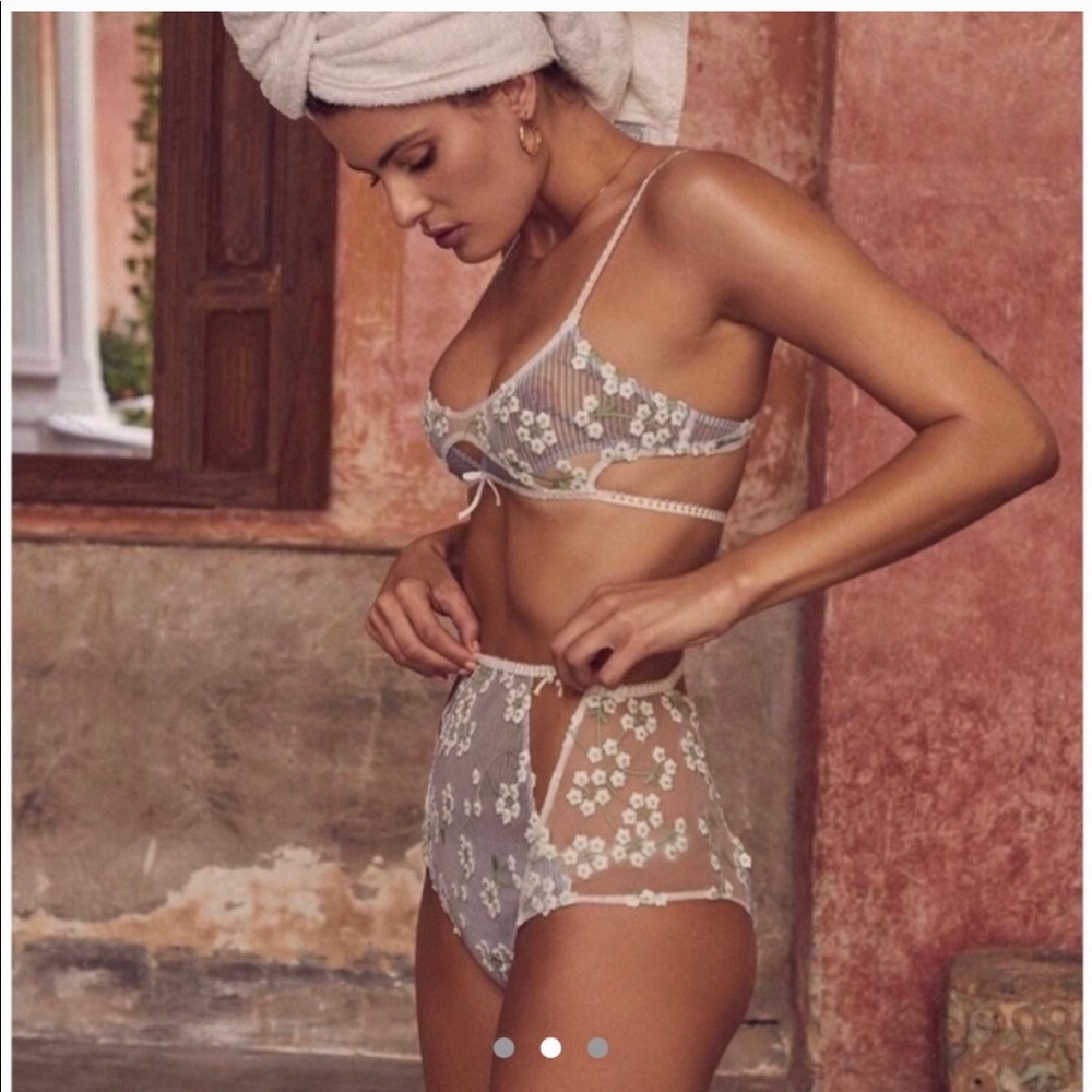 Floral Embroidered Lingerie Set